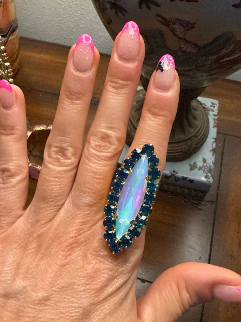 DOPAMINE K9 crystal Aurora Marquise Crystal Statement Ring
